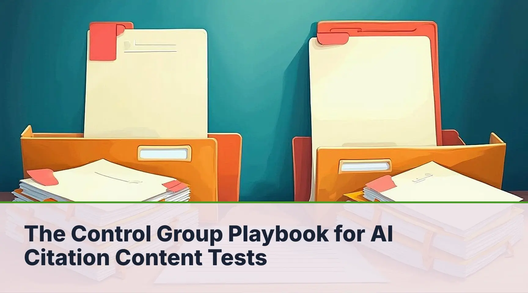 The Control Group Playbook for AI Citation Content Tests: A precise editorial timeline of routed evidence displaying the physical divergence between cited source cards and uncited.